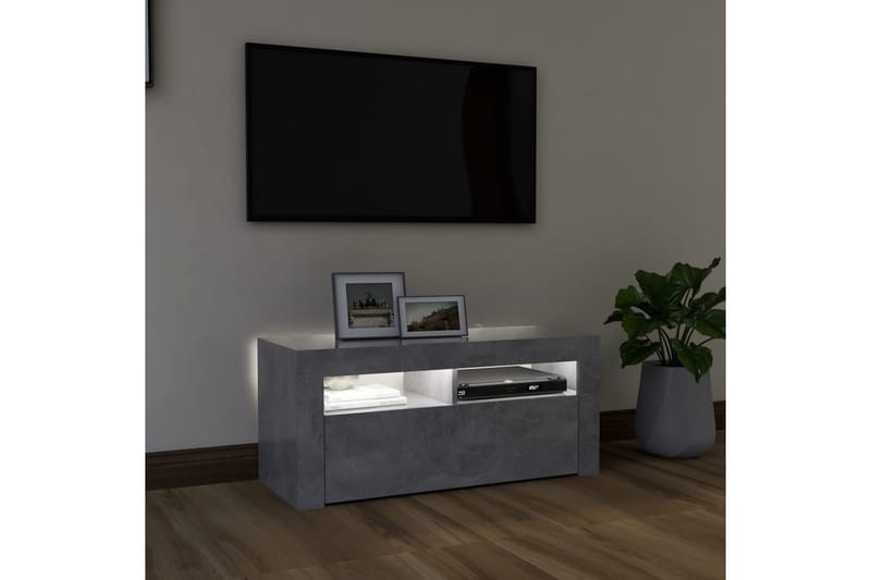 TV-bänk med LED-belysning betonggrå 90x35x40 cm - Grå - Möbler - Vardagsrum - Tv-möbler & mediamöbler - Tv-bänkar