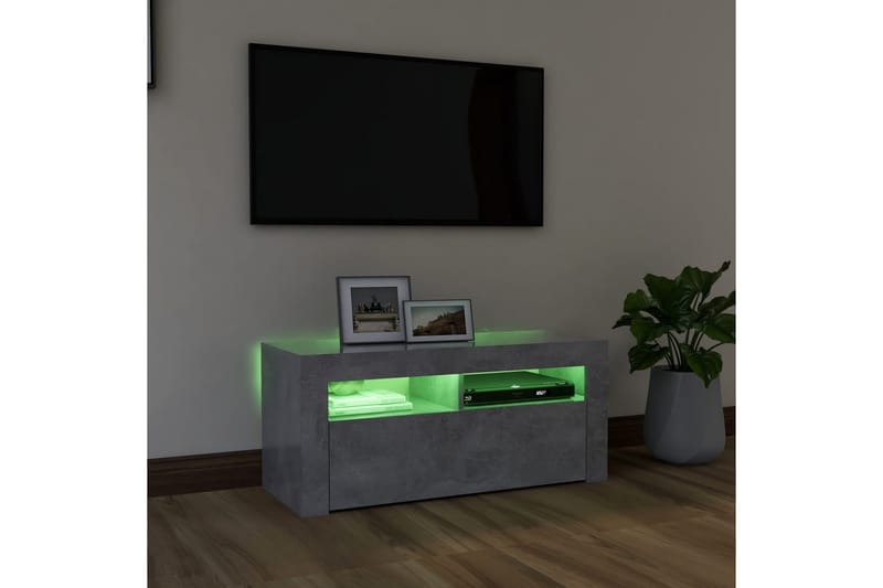 TV-bänk med LED-belysning betonggrå 90x35x40 cm - Grå - Möbler - Vardagsrum - Tv-möbler & mediamöbler - Tv-bänkar