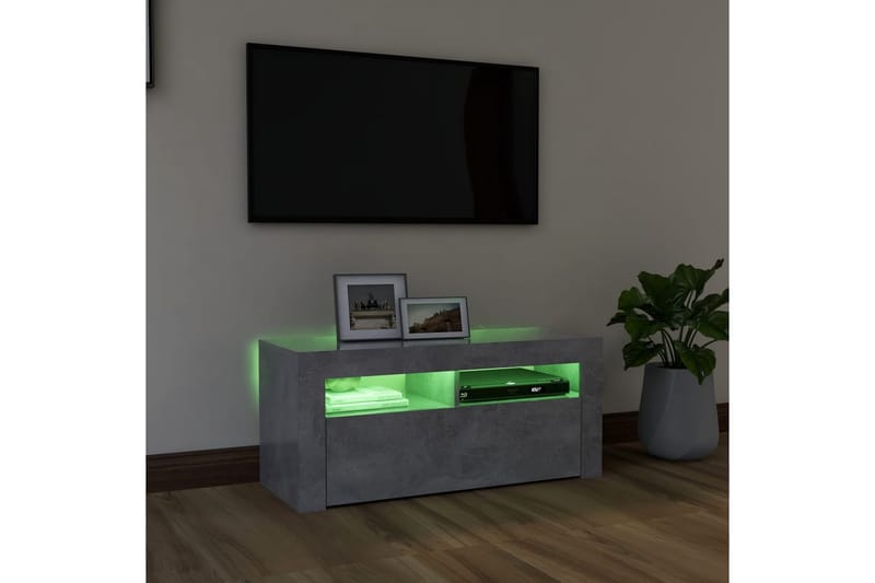 TV-bänk med LED-belysning betonggrå 90x35x40 cm - Grå - Tv-bänkar