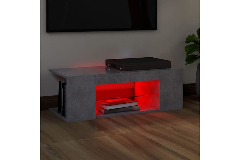 TV-bänk med LED-belysning betonggrå 90x39x30 cm - Grå - Tv-bänkar