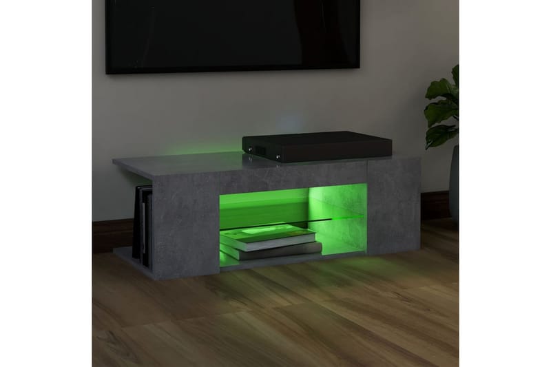 TV-bänk med LED-belysning betonggrå 90x39x30 cm - Grå - Tv-bänkar