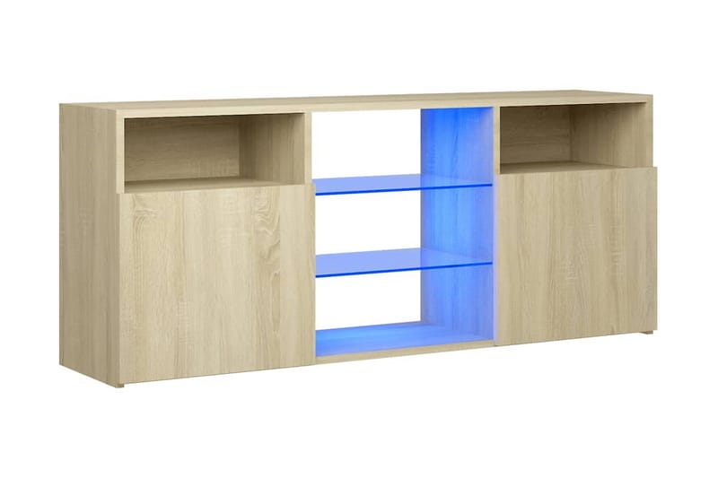 TV-bänk med LED-belysning sonoma-ek 120x30x50 cm - Brun - Möbler - Vardagsrum - Tv-möbler & mediamöbler - Tv-bänkar