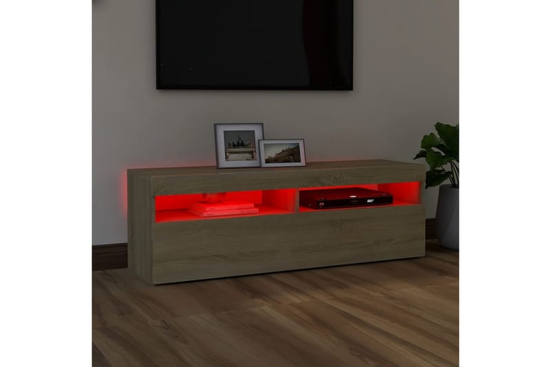 TV-bänk med LED-belysning sonoma-ek 120x35x40 cm - Brun - Möbler - Vardagsrum - Tv-möbler & mediamöbler - Tv-bänkar