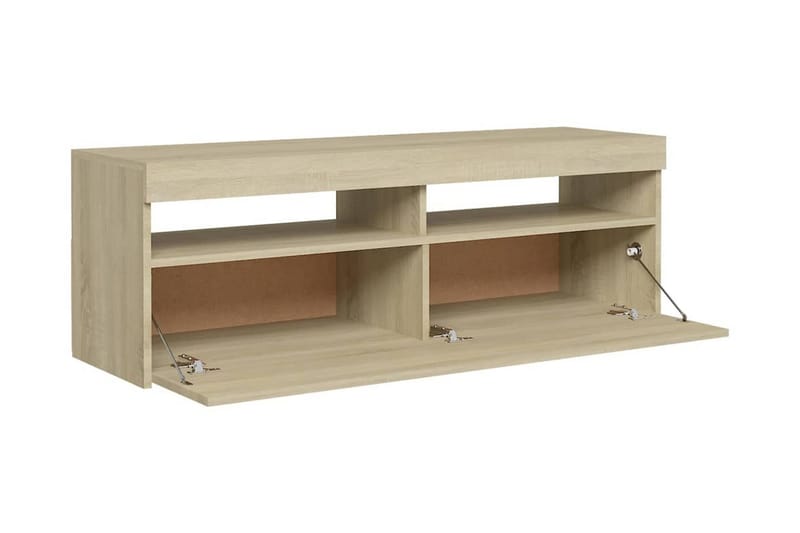 TV-bänk med LED-belysning sonoma-ek 120x35x40 cm - Brun - Tv-bänkar