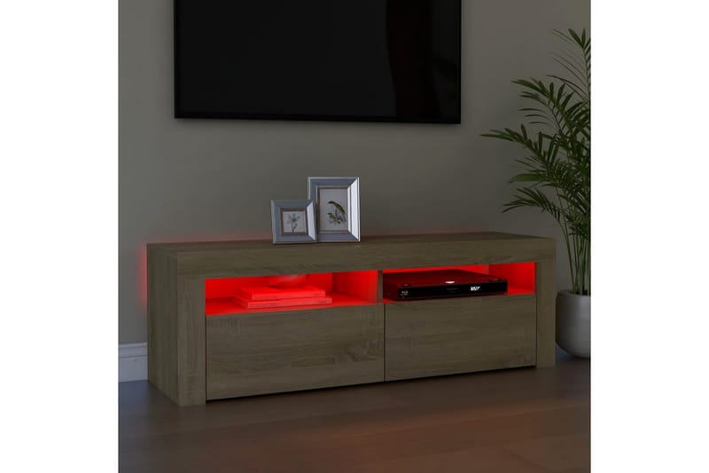 TV-bänk med LED-belysning sonoma-ek 120x35x40 cm - Brun - Möbler - Vardagsrum - Tv-möbler & mediamöbler - Tv-bänkar