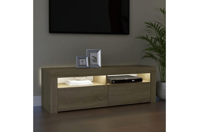 TV-bänk med LED-belysning sonoma-ek 120x35x40 cm - Brun - Möbler - Vardagsrum - Tv-möbler & mediamöbler - Tv-bänkar