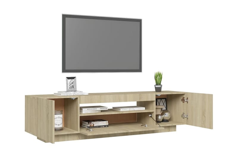 TV-bänk med LED-belysning sonoma-ek 160x35x40 cm - Brun - Möbler - Vardagsrum - Tv-möbler & mediamöbler - Tv-bänkar