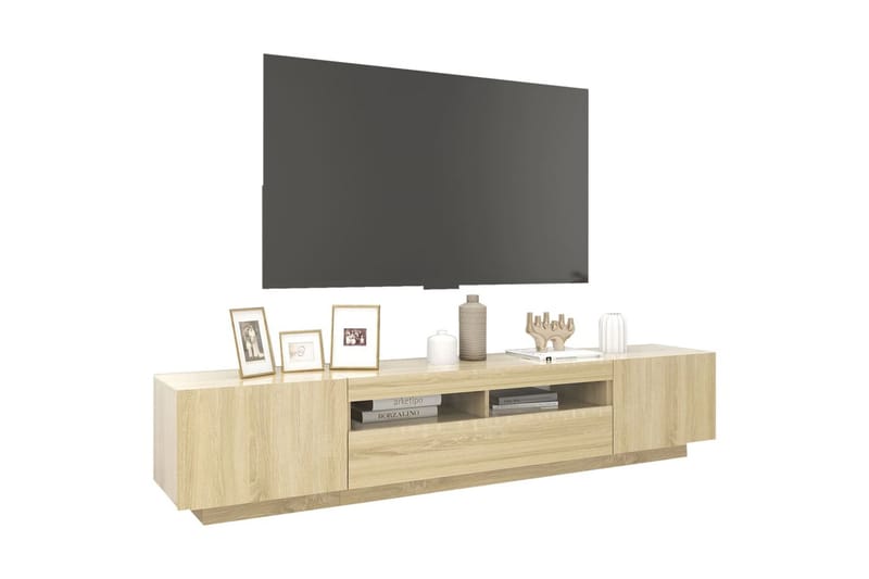 TV-bänk med LED-belysning sonoma-ek 200x35x40 cm - Brun - Möbler - Vardagsrum - Tv-möbler & mediamöbler - Tv-bänkar