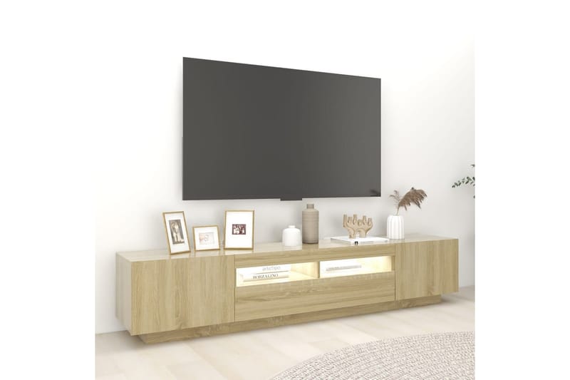 TV-bänk med LED-belysning sonoma-ek 200x35x40 cm - Brun - Möbler - Vardagsrum - Tv-möbler & mediamöbler - Tv-bänkar