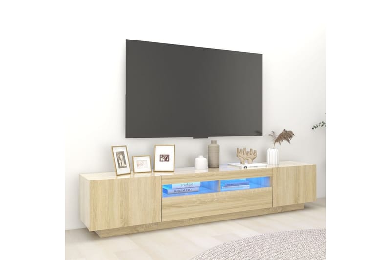 TV-bänk med LED-belysning sonoma-ek 200x35x40 cm - Brun - Möbler - Vardagsrum - Tv-möbler & mediamöbler - Tv-bänkar