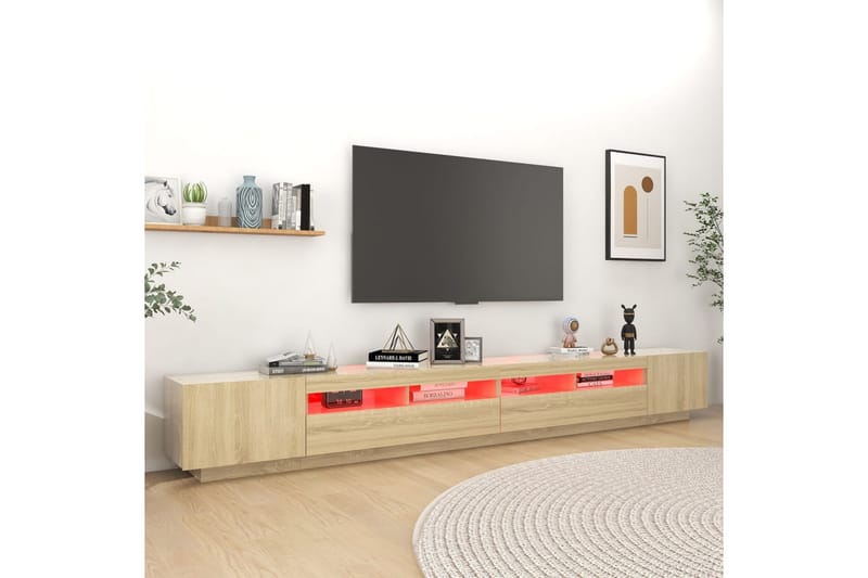 TV-bänk med LED-belysning sonoma-ek 300x35x40 cm - Brun - Möbler - Vardagsrum - Tv-möbler & mediamöbler - Tv-bänkar