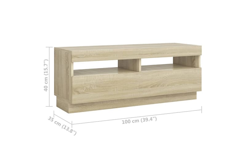 TV-bänk med LED-belysning sonoma-ek 300x35x40 cm - Brun - Möbler - Vardagsrum - Tv-möbler & mediamöbler - Tv-bänkar