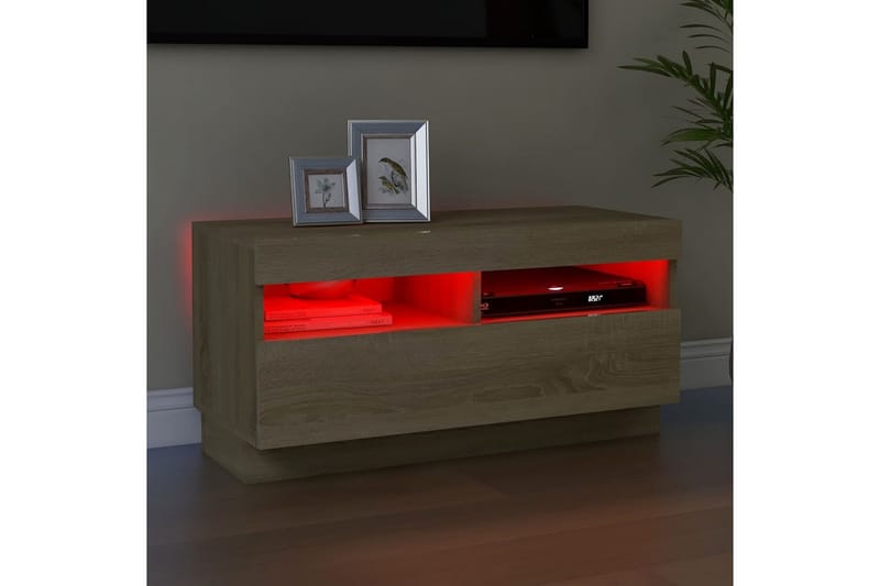 TV-bänk med LED-belysning sonoma-ek 80x35x40 cm - Brun - Möbler - Vardagsrum - Tv-möbler & mediamöbler - Tv-bänkar