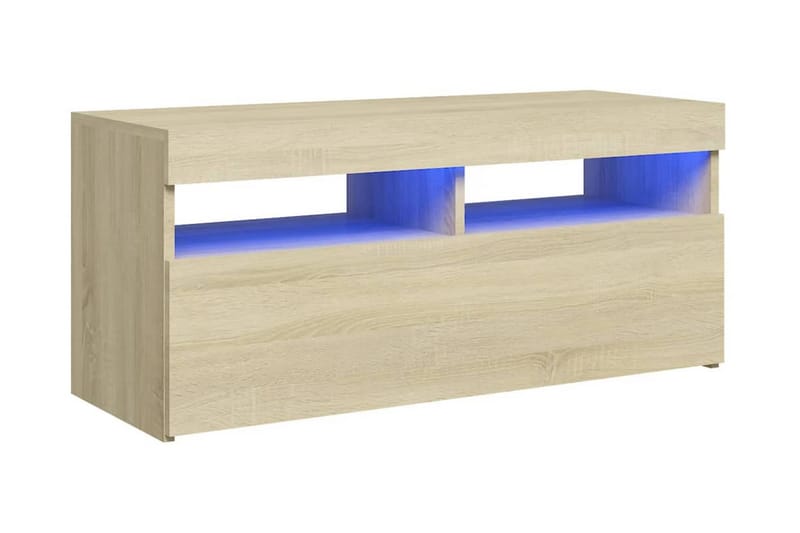 TV-bänk med LED-belysning sonoma-ek 90x35x40 cm - Brun - Tv-bänkar