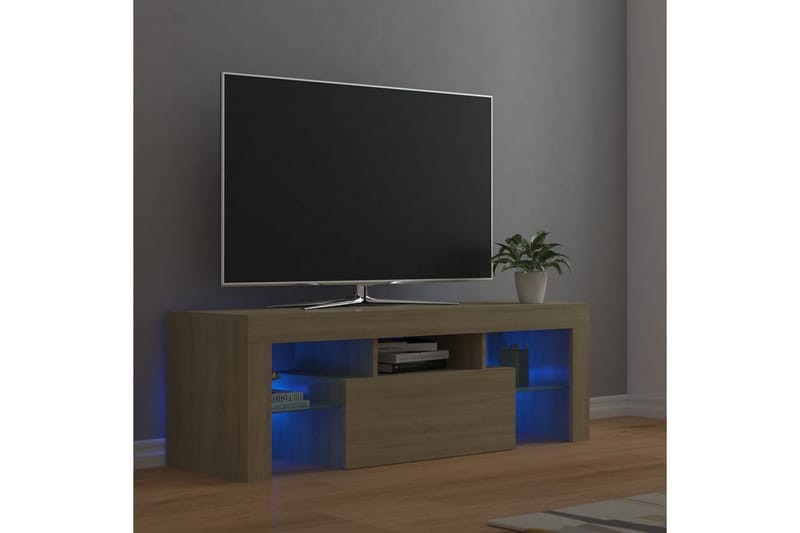 TV-bänk med LED-belysning sonomaek 120x35x40 cm - Brun - Möbler - Vardagsrum - Tv-möbler & mediamöbler - Tv-bänkar