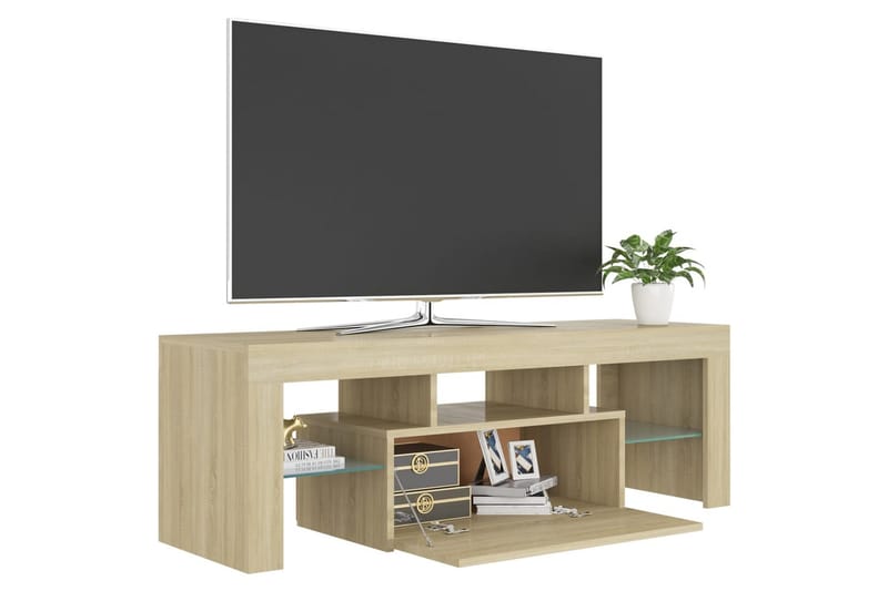 TV-bänk med LED-belysning sonomaek 120x35x40 cm - Brun - Möbler - Vardagsrum - Tv-möbler & mediamöbler - Tv-bänkar
