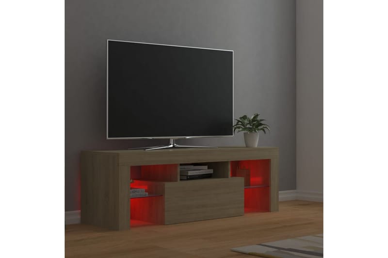 TV-bänk med LED-belysning sonomaek 120x35x40 cm - Brun - Möbler - Vardagsrum - Tv-möbler & mediamöbler - Tv-bänkar