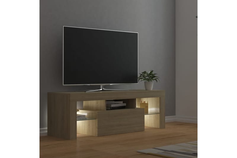 TV-bänk med LED-belysning sonomaek 120x35x40 cm - Brun - Möbler - Vardagsrum - Tv-möbler & mediamöbler - Tv-bänkar