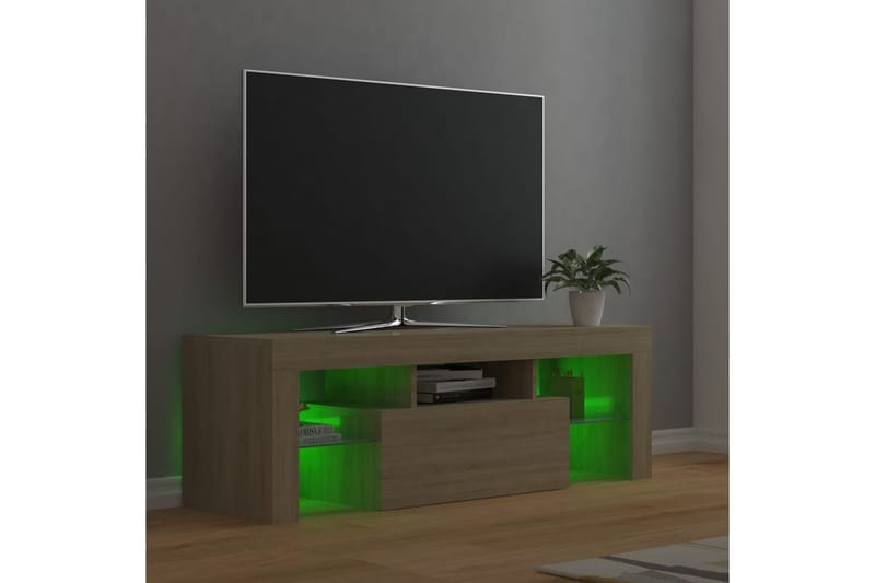 TV-bänk med LED-belysning sonomaek 120x35x40 cm - Brun - Möbler - Vardagsrum - Tv-möbler & mediamöbler - Tv-bänkar