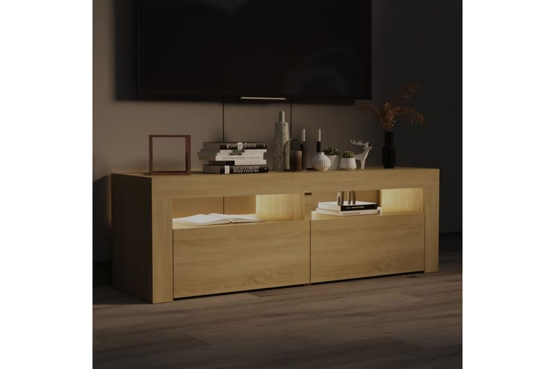 TV-bänk med LED-belysning sonomaek 120x35x40 cm - Brun - Möbler - Vardagsrum - Tv-möbler & mediamöbler - Tv-bänkar