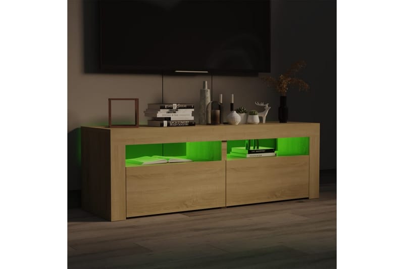 TV-bänk med LED-belysning sonomaek 120x35x40 cm - Brun - Möbler - Vardagsrum - Tv-möbler & mediamöbler - Tv-bänkar