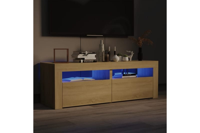TV-bänk med LED-belysning sonomaek 120x35x40 cm - Brun - Möbler - Vardagsrum - Tv-möbler & mediamöbler - Tv-bänkar