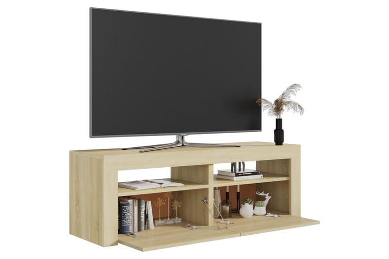 TV-bänk med LED-belysning sonomaek 120x35x40 cm - Brun - Tv-bänkar