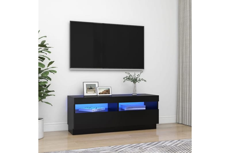 TV-bänk med LED-belysning svart 100x35x40 cm - Svart - Tv-bänkar