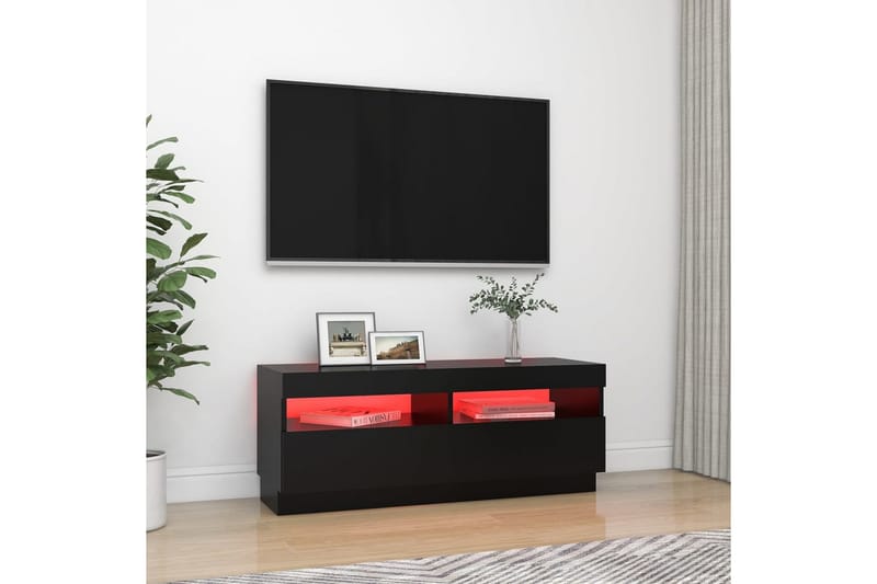 TV-bänk med LED-belysning svart 100x35x40 cm - Svart - Tv-bänkar