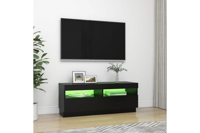TV-bänk med LED-belysning svart 100x35x40 cm - Svart - Tv-bänkar