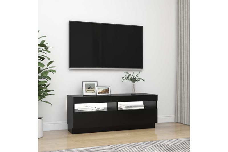 TV-bänk med LED-belysning svart 100x35x40 cm - Svart - Tv-bänkar