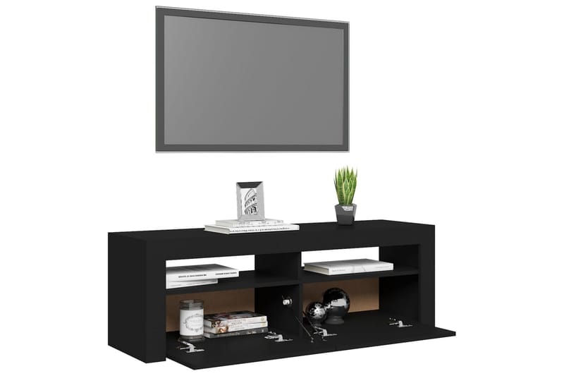 TV-bänk med LED-belysning svart 120x35x40 cm - Svart - Möbler - Vardagsrum - Tv-möbler & mediamöbler - Tv-bänkar