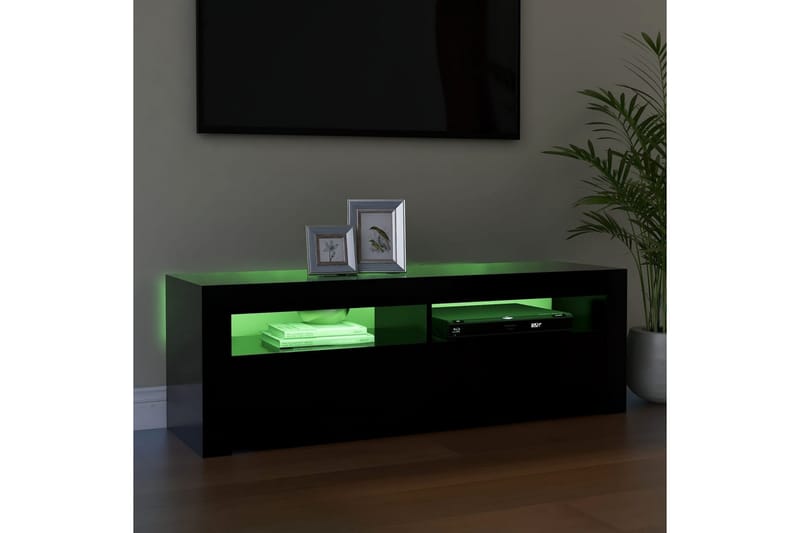 TV-bänk med LED-belysning svart 120x35x40 cm - Svart - Tv-bänkar