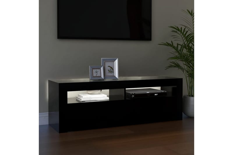 TV-bänk med LED-belysning svart 120x35x40 cm - Svart - Möbler - Vardagsrum - Tv-möbler & mediamöbler - Tv-bänkar