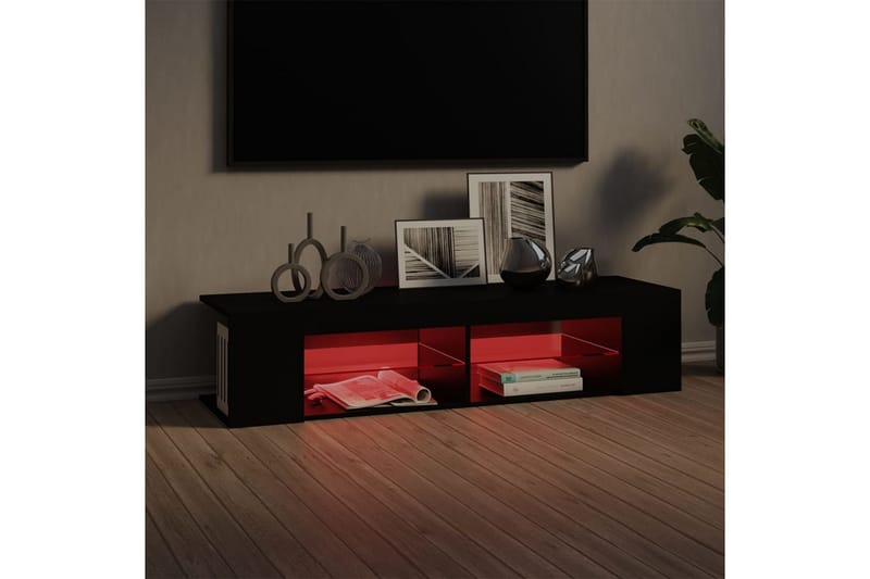 TV-bänk med LED-belysning svart 135x39x30 cm - Svart - Möbler - Vardagsrum - Tv-möbler & mediamöbler - Tv-bänkar