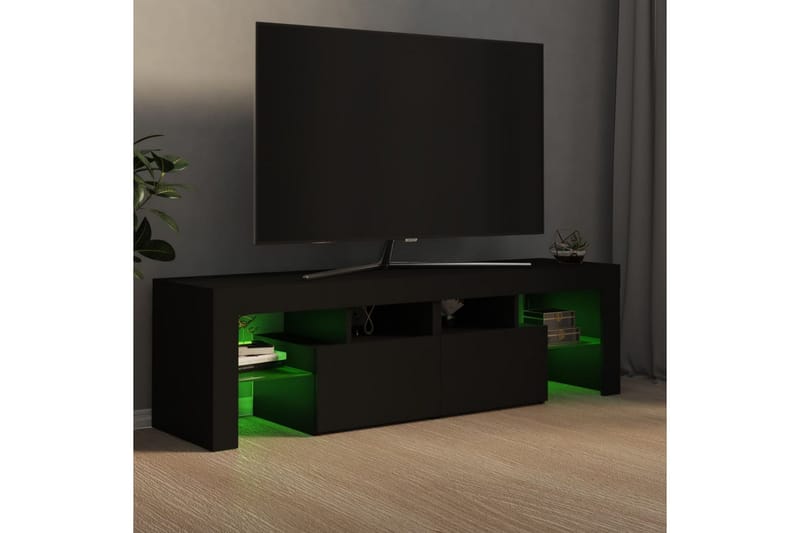 TV-bänk med LED-belysning svart 140x35x40 cm - Svart - Tv-bänkar