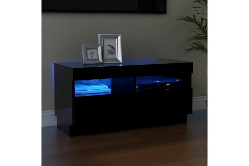 TV-bänk med LED-belysning svart 80x35x40 cm - Svart - Möbler - Vardagsrum - Tv-möbler & mediamöbler - Tv-bänkar