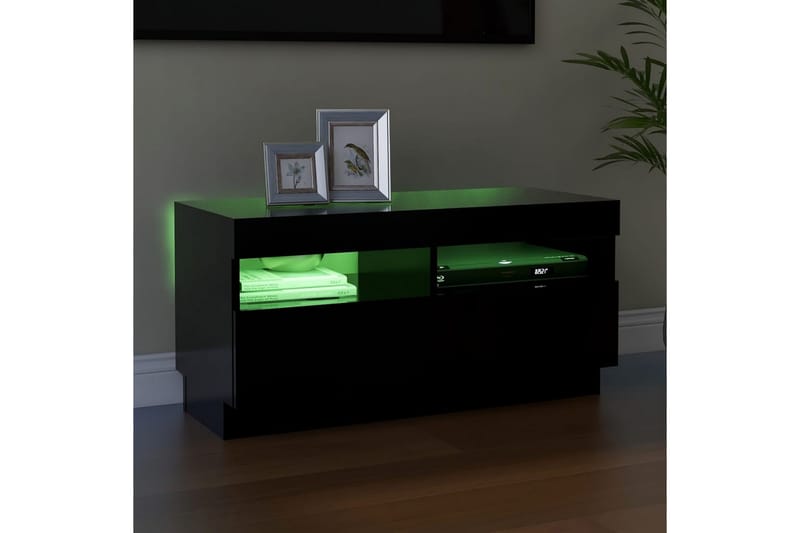 TV-bänk med LED-belysning svart 80x35x40 cm - Svart - Möbler - Vardagsrum - Tv-möbler & mediamöbler - Tv-bänkar