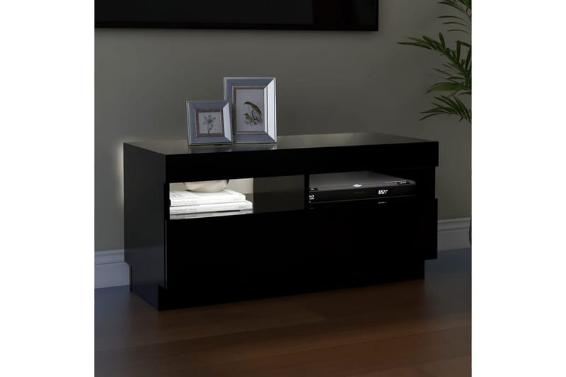 TV-bänk med LED-belysning svart 80x35x40 cm - Svart - Möbler - Vardagsrum - Tv-möbler & mediamöbler - Tv-bänkar