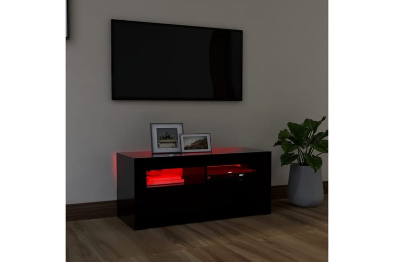 TV-bänk med LED-belysning svart 90x35x40 cm - Svart - Möbler - Vardagsrum - Tv-möbler & mediamöbler - Tv-bänkar