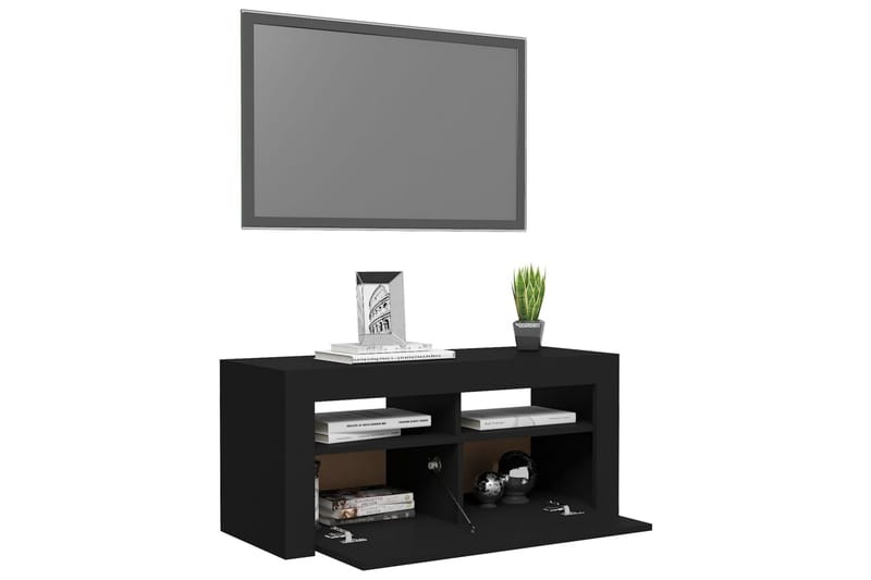 TV-bänk med LED-belysning svart 90x35x40 cm - Svart - Möbler - Vardagsrum - Tv-möbler & mediamöbler - Tv-bänkar