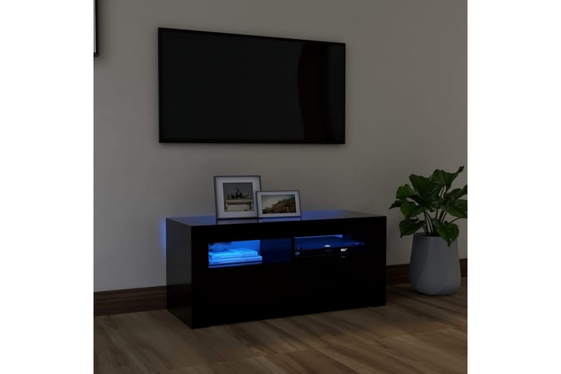 TV-bänk med LED-belysning svart 90x35x40 cm - Svart - Möbler - Vardagsrum - Tv-möbler & mediamöbler - Tv-bänkar
