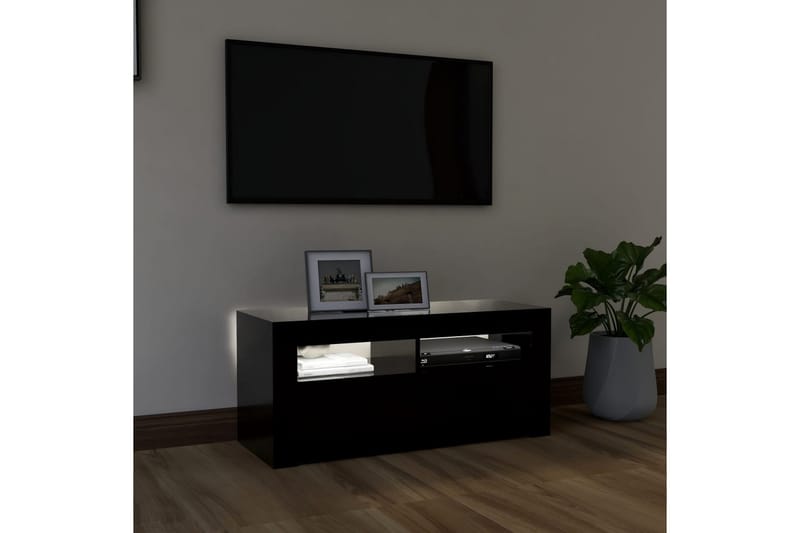 TV-bänk med LED-belysning svart 90x35x40 cm - Svart - Möbler - Vardagsrum - Tv-möbler & mediamöbler - Tv-bänkar