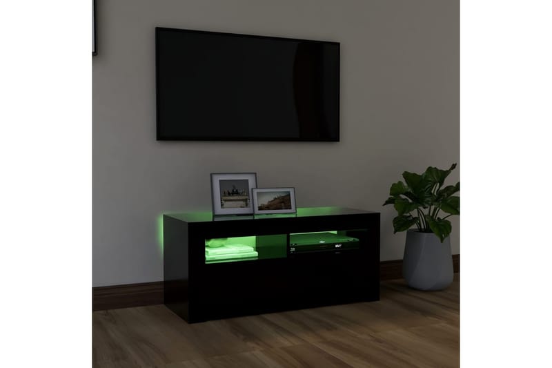 TV-bänk med LED-belysning svart 90x35x40 cm - Svart - Tv-bänkar