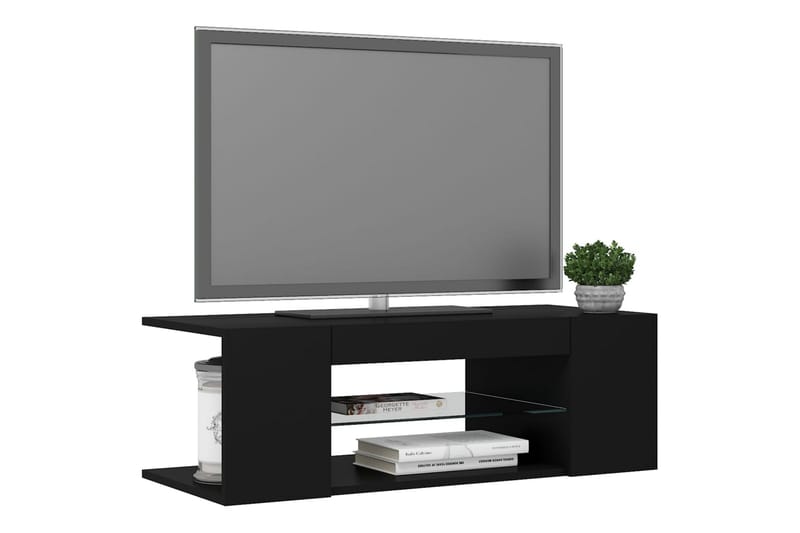 TV-bänk med LED-belysning svart 90x39x30 cm - Svart - Tv-bänkar