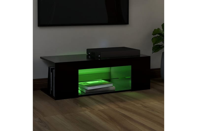 TV-bänk med LED-belysning svart 90x39x30 cm - Svart - Tv-bänkar