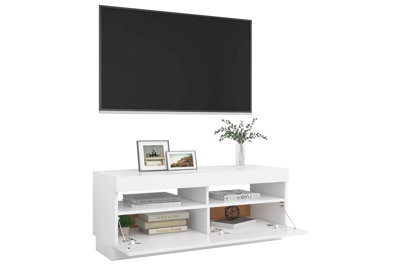 TV-bänk med LED-belysning vit 100x35x40 cm - Vit - Tv-bänkar