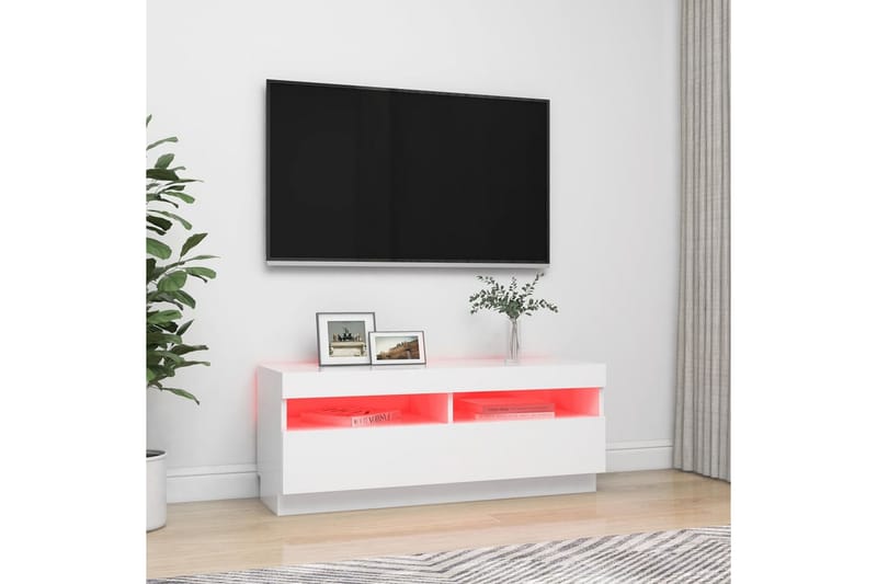 TV-bänk med LED-belysning vit 100x35x40 cm - Vit - Tv-bänkar