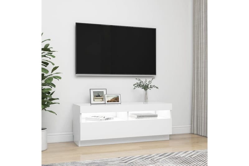 TV-bänk med LED-belysning vit 100x35x40 cm - Vit - Tv-bänkar