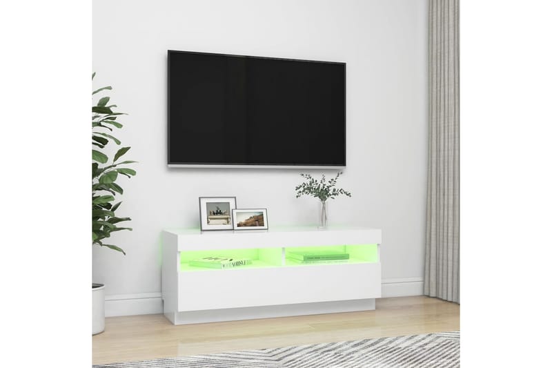 TV-bänk med LED-belysning vit 100x35x40 cm - Vit - Tv-bänkar